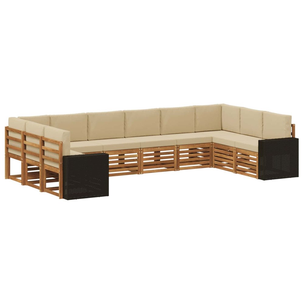 vidaXL Utomhussoffset 10 st Naturlig och Beige Polyester