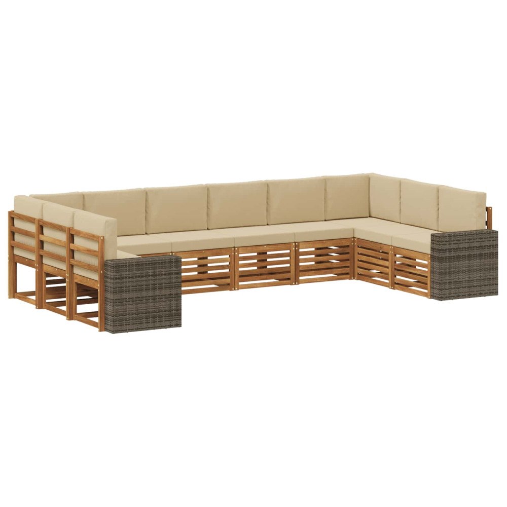 vidaXL Utomhussoffset 10 st Naturlig och Beige Polyester