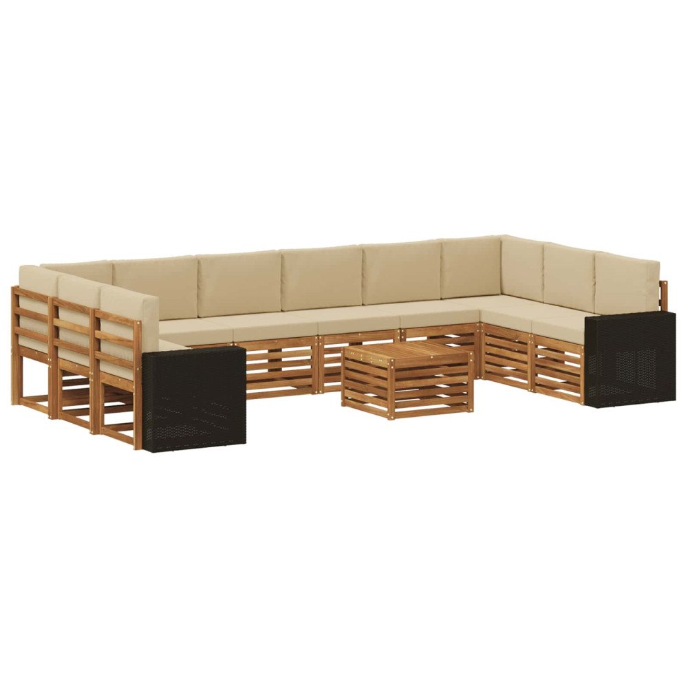 vidaXL Utomhussoffset 11 st Naturlig och Beige Polyester