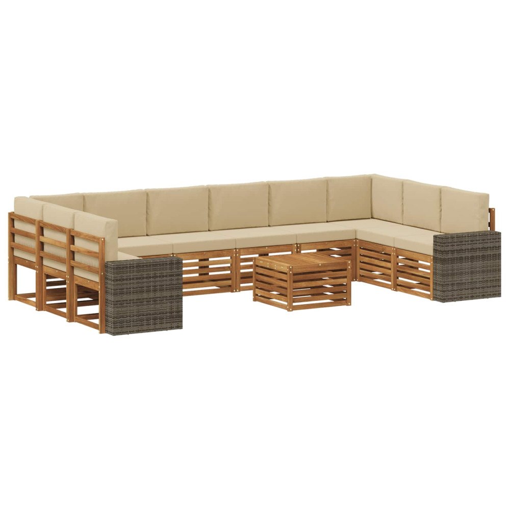 vidaXL Utomhussoffset 11 st Naturlig och Beige Polyester
