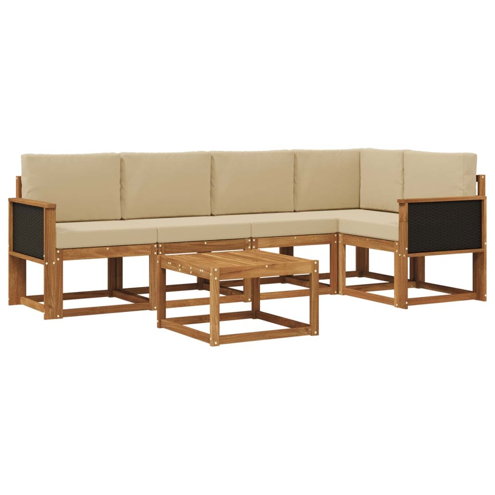 vidaXL Utomhussoffset 6 st Naturlig och Beige Massivt Akaciaträ