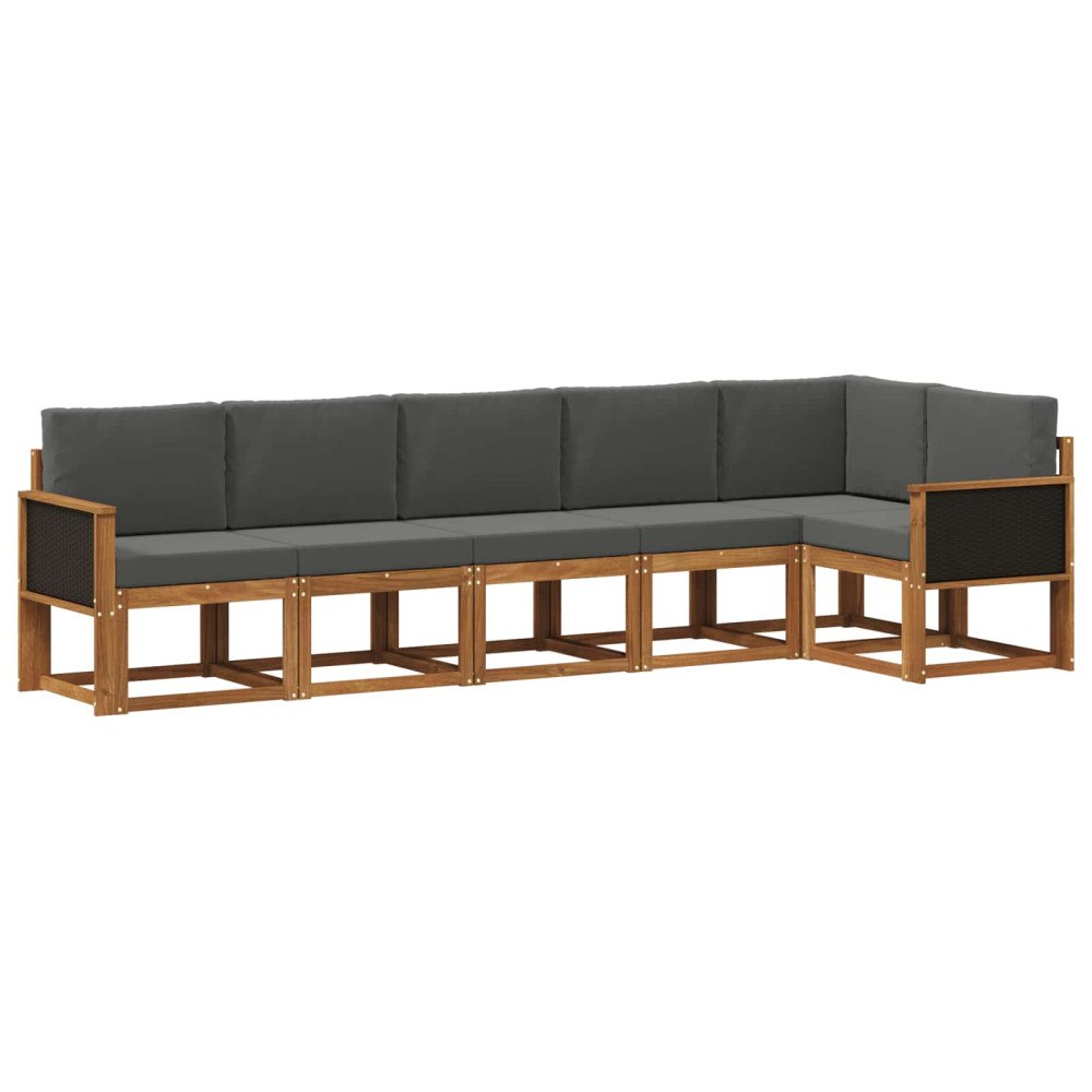 vidaXL Utomhussoffset 6 st Naturlig och Antracit Polyester