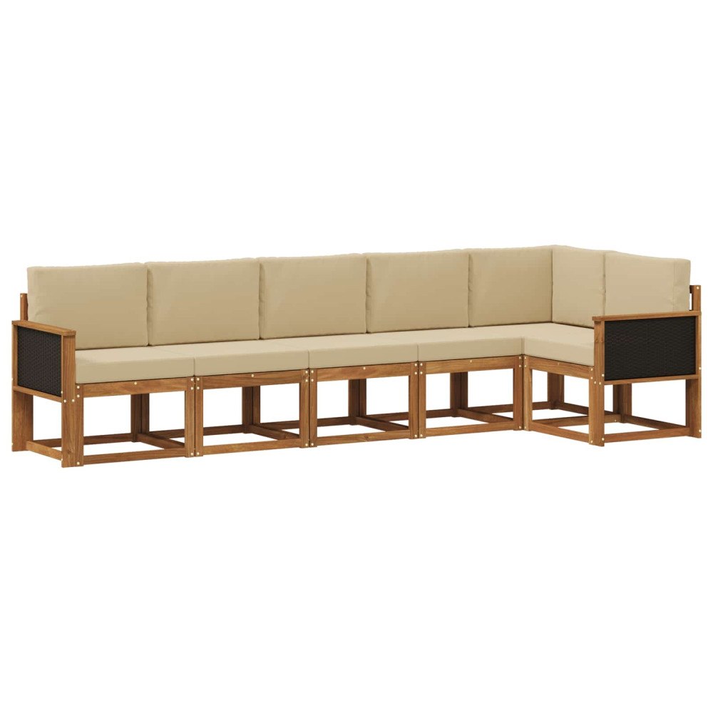 vidaXL Utomhussoffset 6 st Naturlig och Beige Polyester
