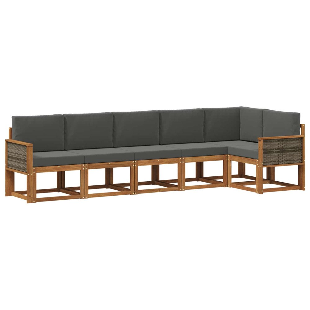 vidaXL Utomhussoffset 6 st Naturlig och Antracit Polyester