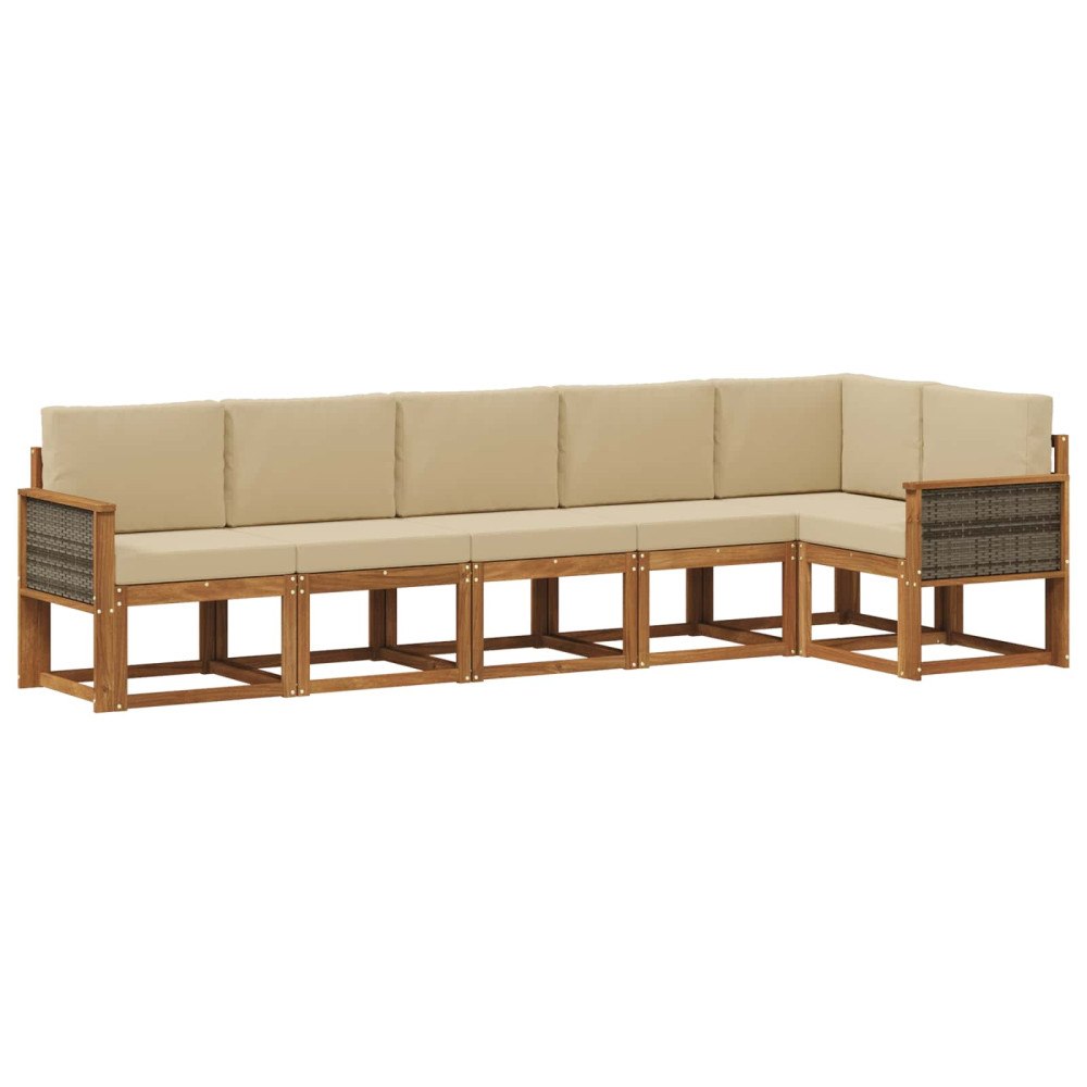 vidaXL Utomhussoffset 6 st Naturlig och Beige Polyester