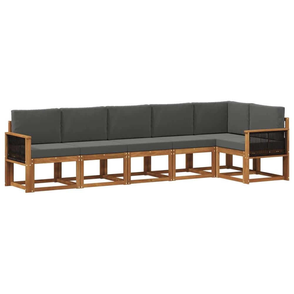 vidaXL Utomhussoffset 6 st Naturlig och Antracit Polyester