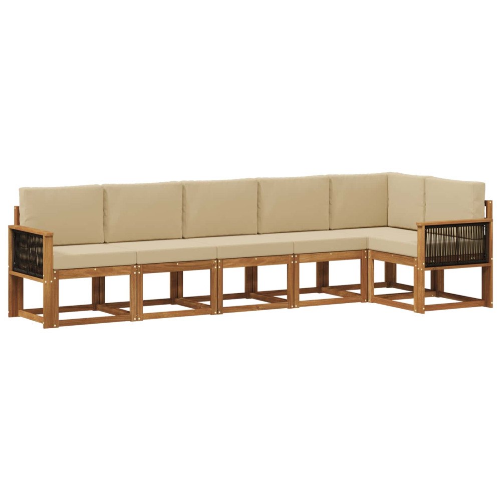 vidaXL Utomhussoffset 6 st Naturlig och Beige Polyester