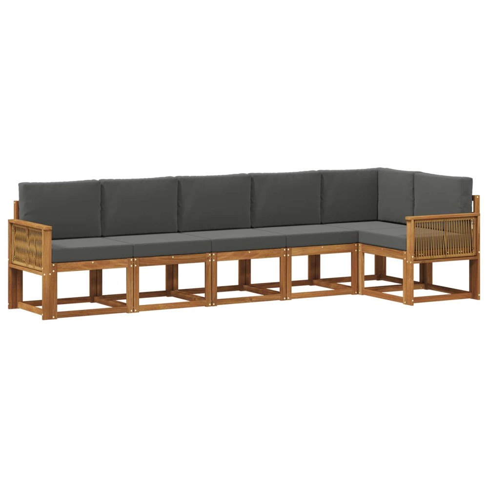 vidaXL Utomhussoffset 6 st Naturlig och Antracit Polyester