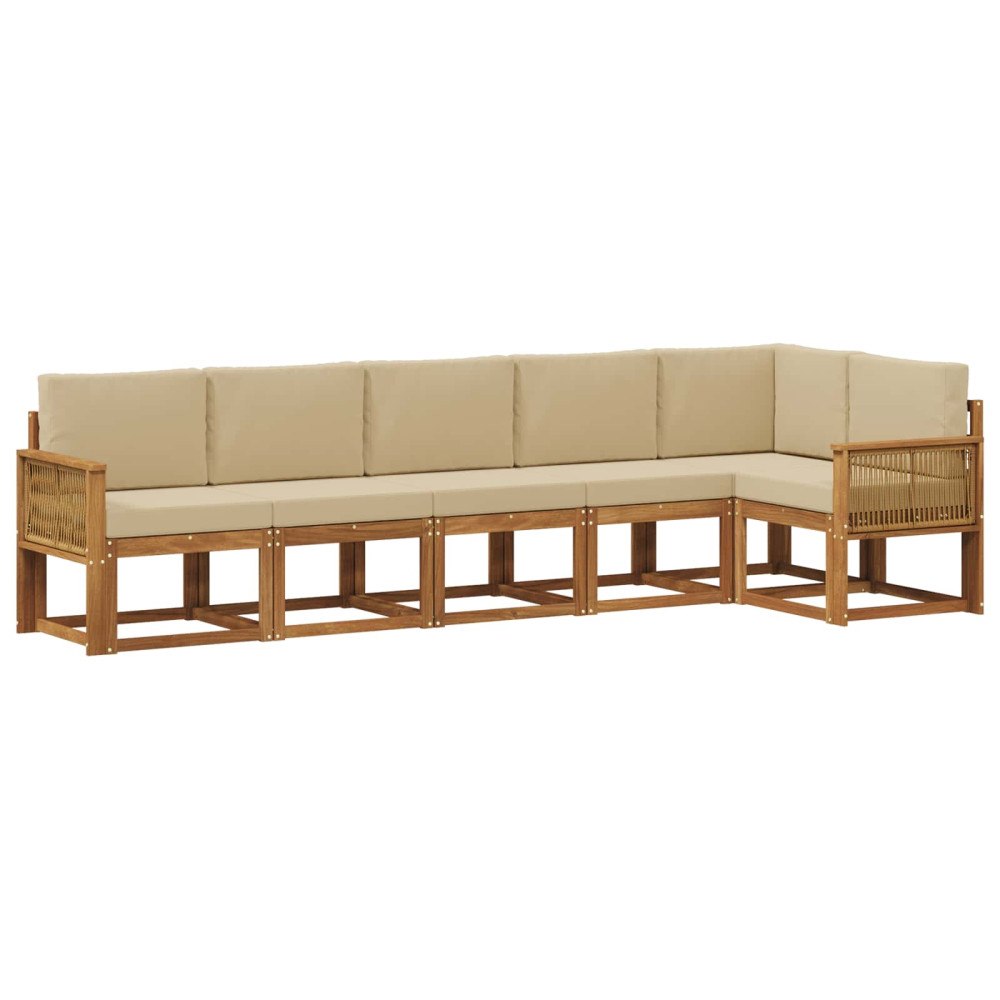 vidaXL Utomhussoffset 6 st Naturlig och Beige Polyester