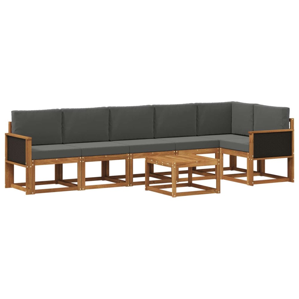 vidaXL Utomhussoffset 7 st Naturlig och Antracit Polyester