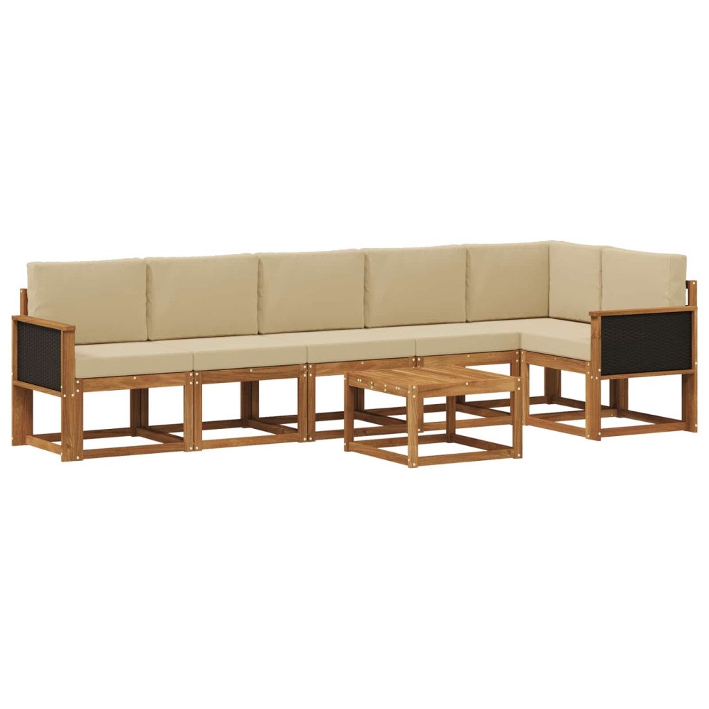 vidaXL Utomhussoffset 7 st Naturlig och Beige Polyester