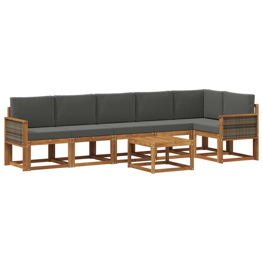 vidaXL Utomhussoffset 7 st Naturlig och Antracit Polyester