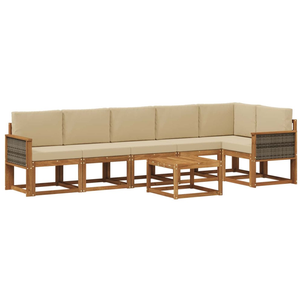 vidaXL Utomhussoffset 7 st Naturlig och Beige Polyester