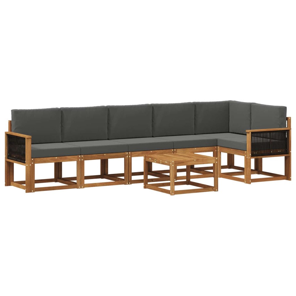 vidaXL Utomhussoffset 7 st Naturlig och Antracit Polyester