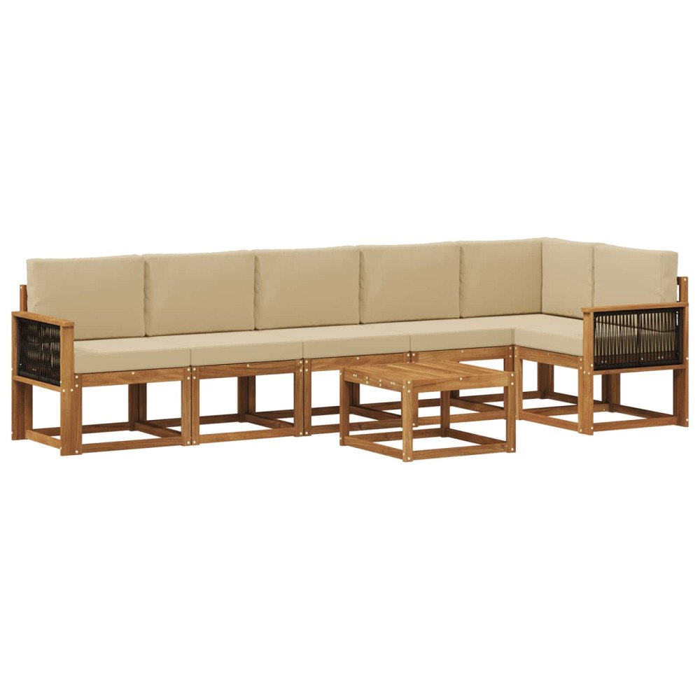 vidaXL Utomhussoffset 7 st Naturlig och Beige Polyester