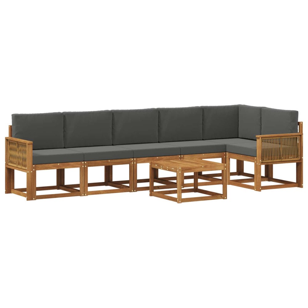 vidaXL Utomhussoffset 7 st Naturlig och Antracit Polyester