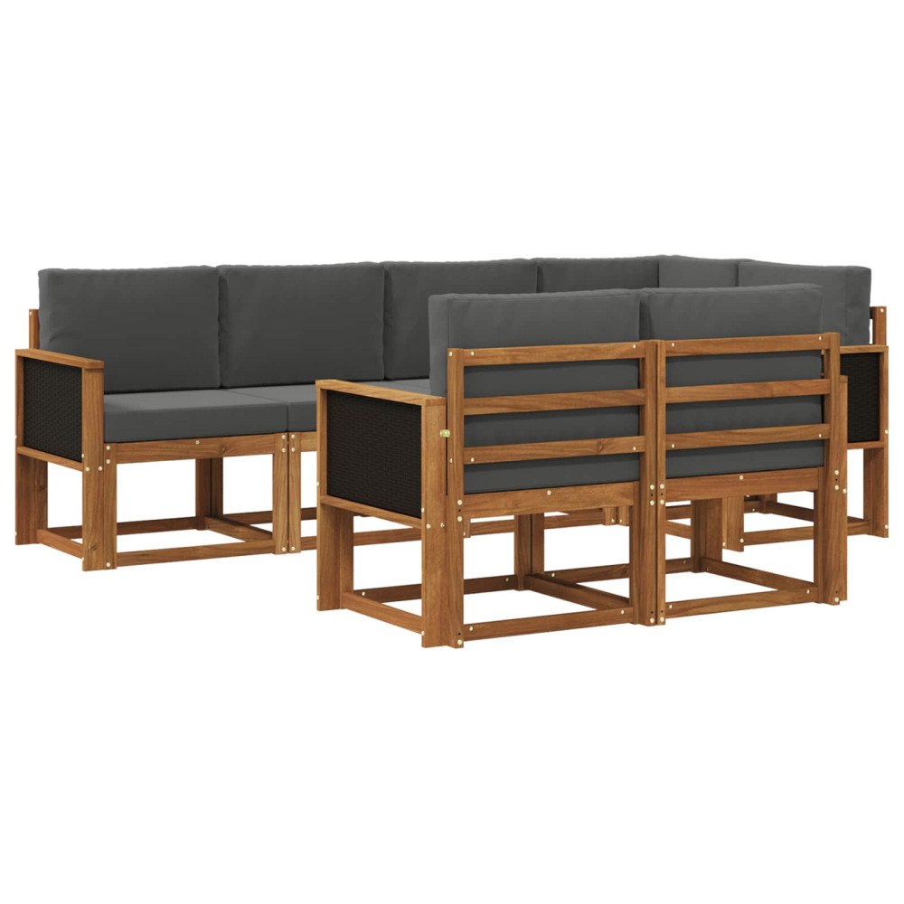 vidaXL Utomhussoffset 7 st Naturlig och Antracit Polyester