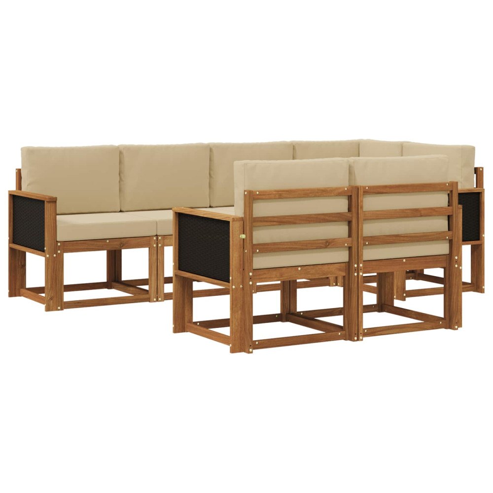vidaXL Utomhussoffset 7 st Naturlig och Beige Polyester