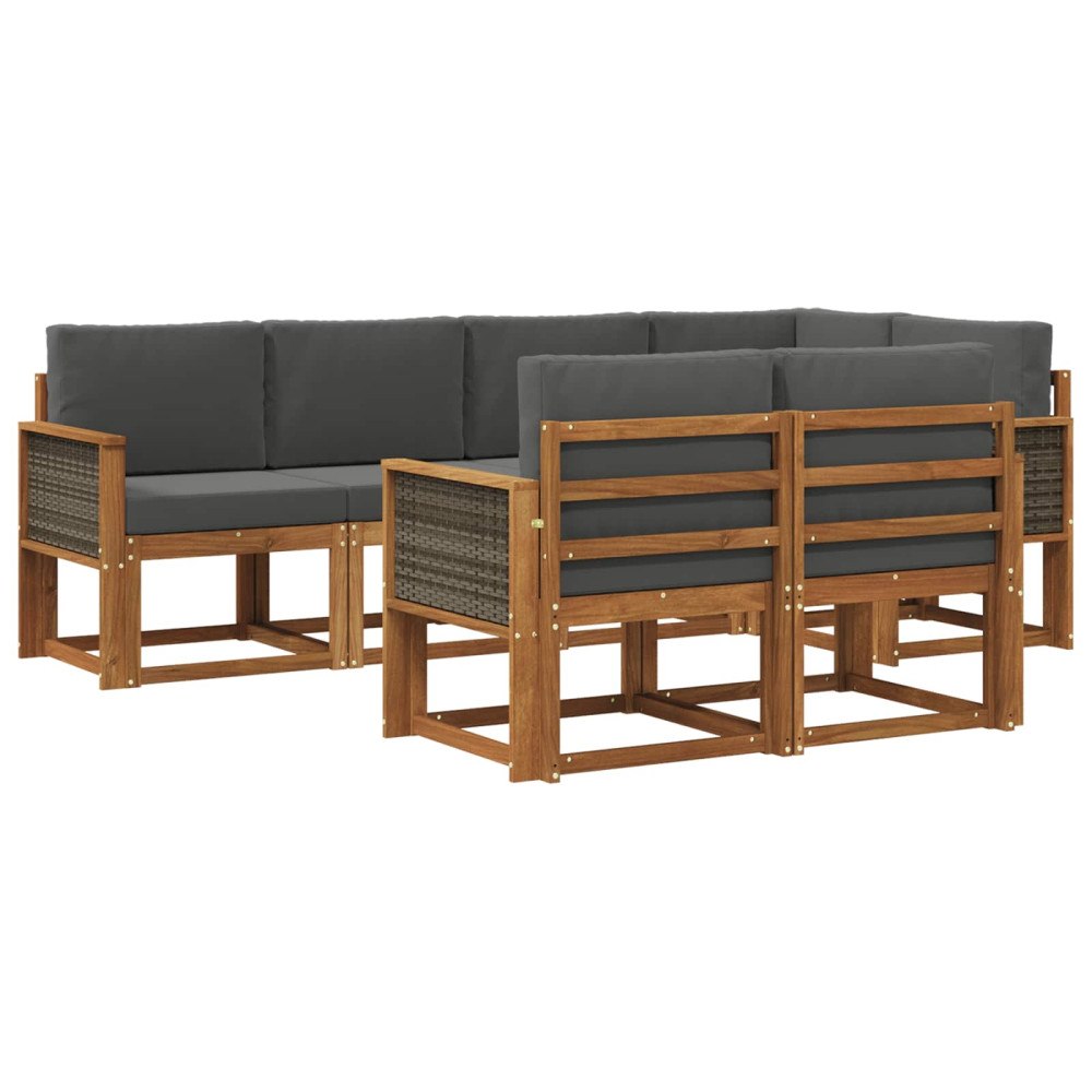 vidaXL Utomhussoffset 7 st Naturlig och Antracit Polyester