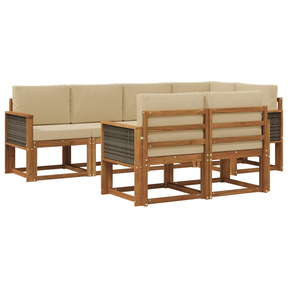 vidaXL Utomhussoffset 7 st Naturlig och Beige Polyester