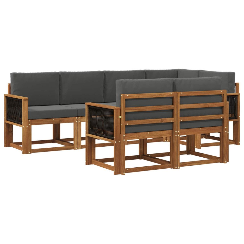 vidaXL Utomhussoffset 7 st Naturlig och Antracit Polyester