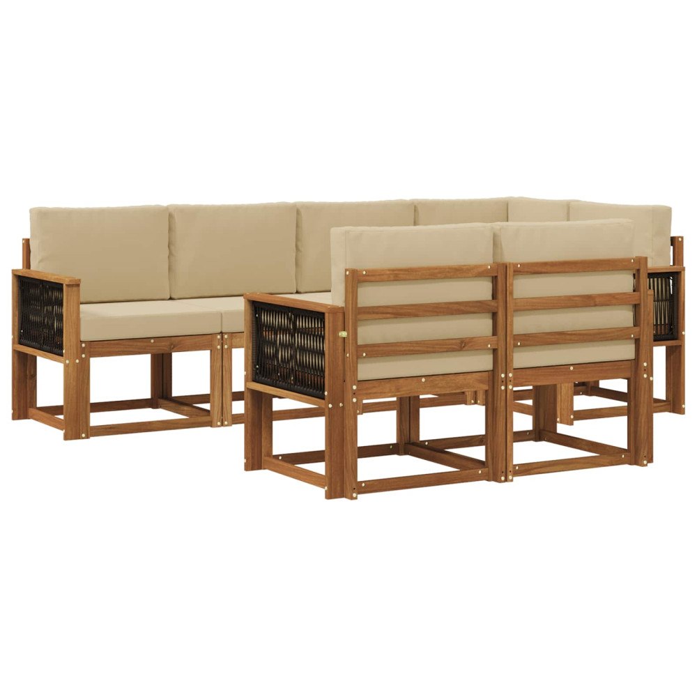 vidaXL Utomhussoffset 7 st Naturlig och Beige Polyester