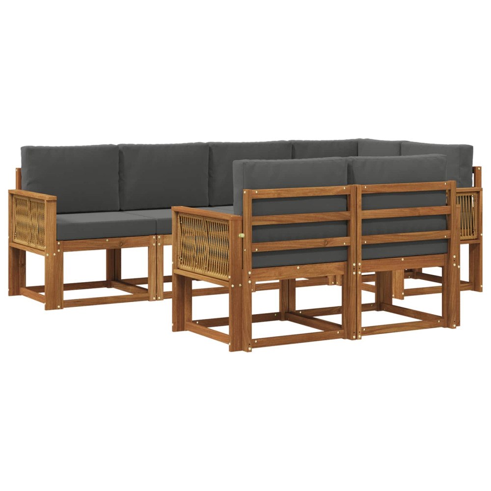 vidaXL Utomhussoffset 7 st Naturlig och Antracit Polyester