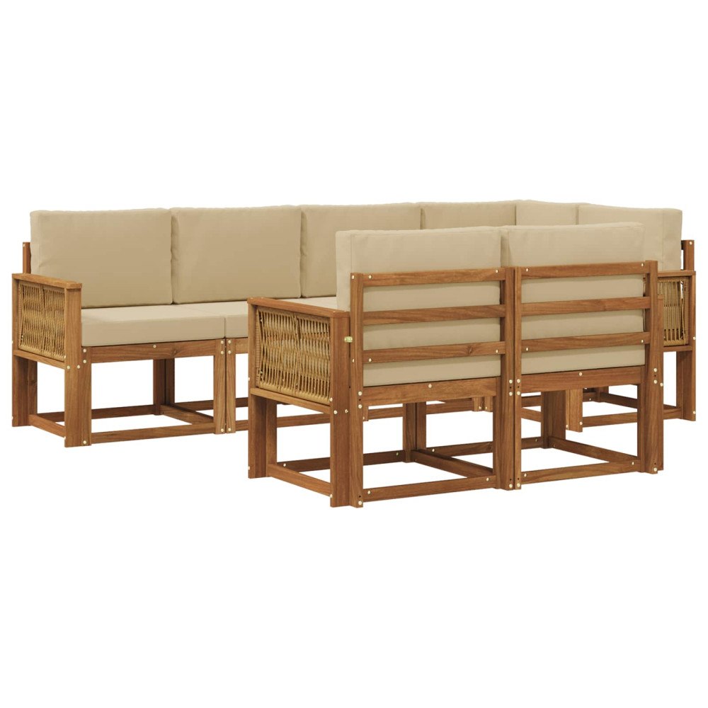 vidaXL Utomhussoffset 7 st Naturlig och Beige Polyester