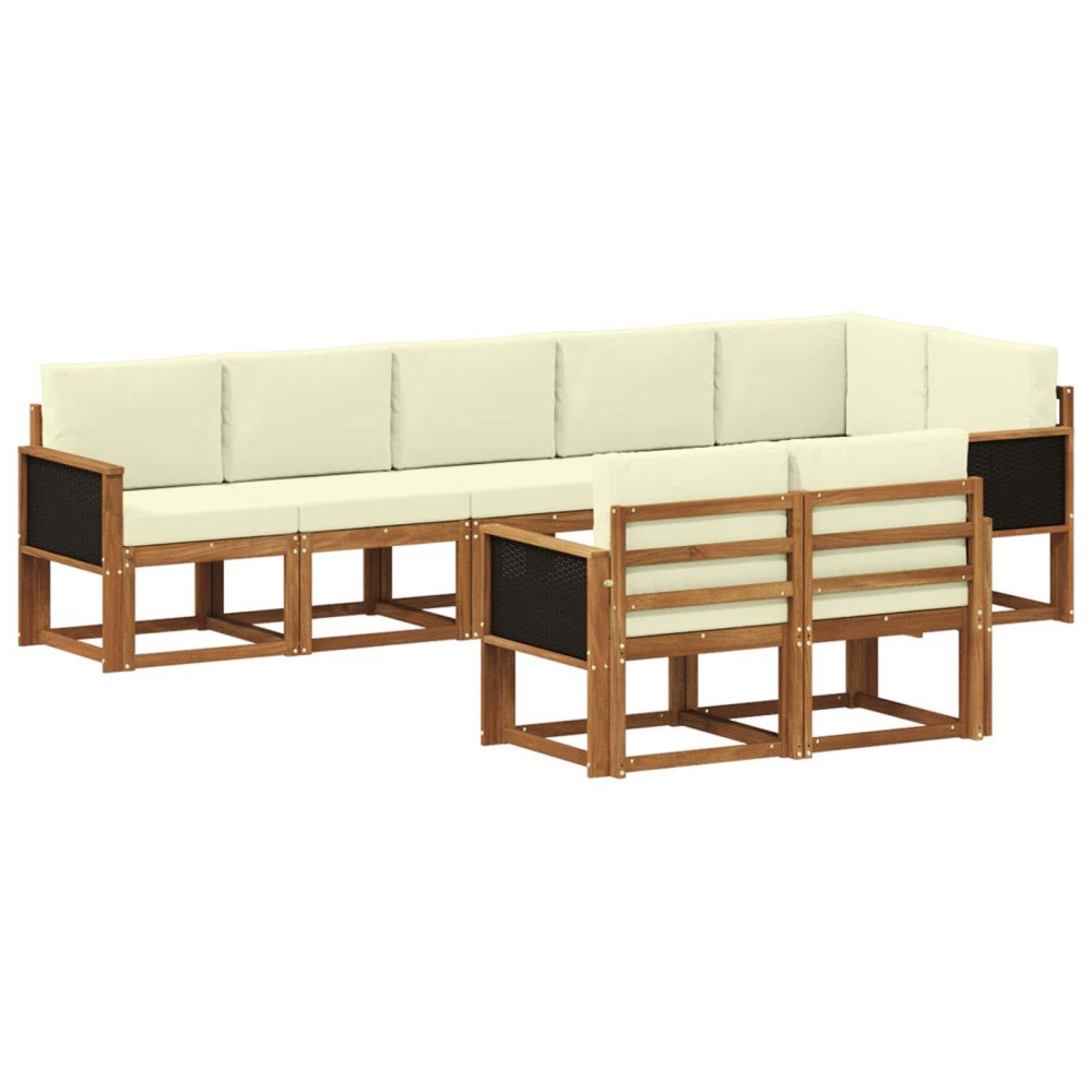 vidaXL Utomhussoffset 8 st Naturlig och Grädde Polyester