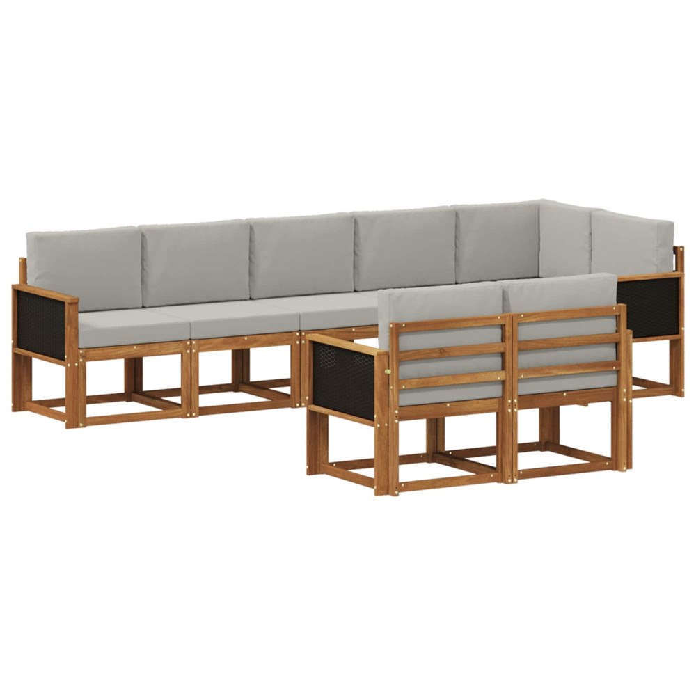 vidaXL Utomhussoffset 8 st Naturlig och ljusgrå Polyester