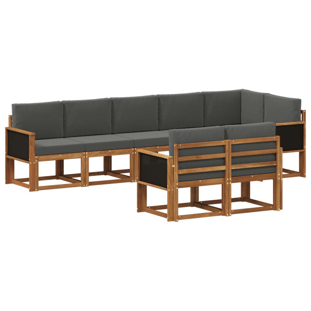 vidaXL Utomhussoffset 8 st Naturlig och Antracit Polyester