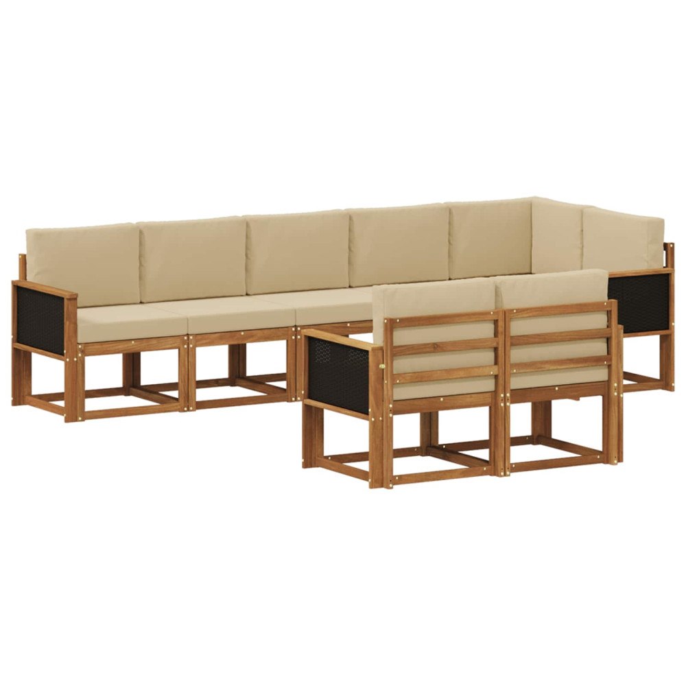 vidaXL Utomhussoffset 8 st Naturlig och Beige Polyester