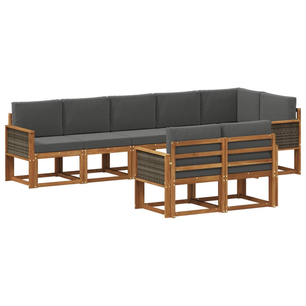 vidaXL Utomhussoffset 8 st Naturlig och Antracit Polyester