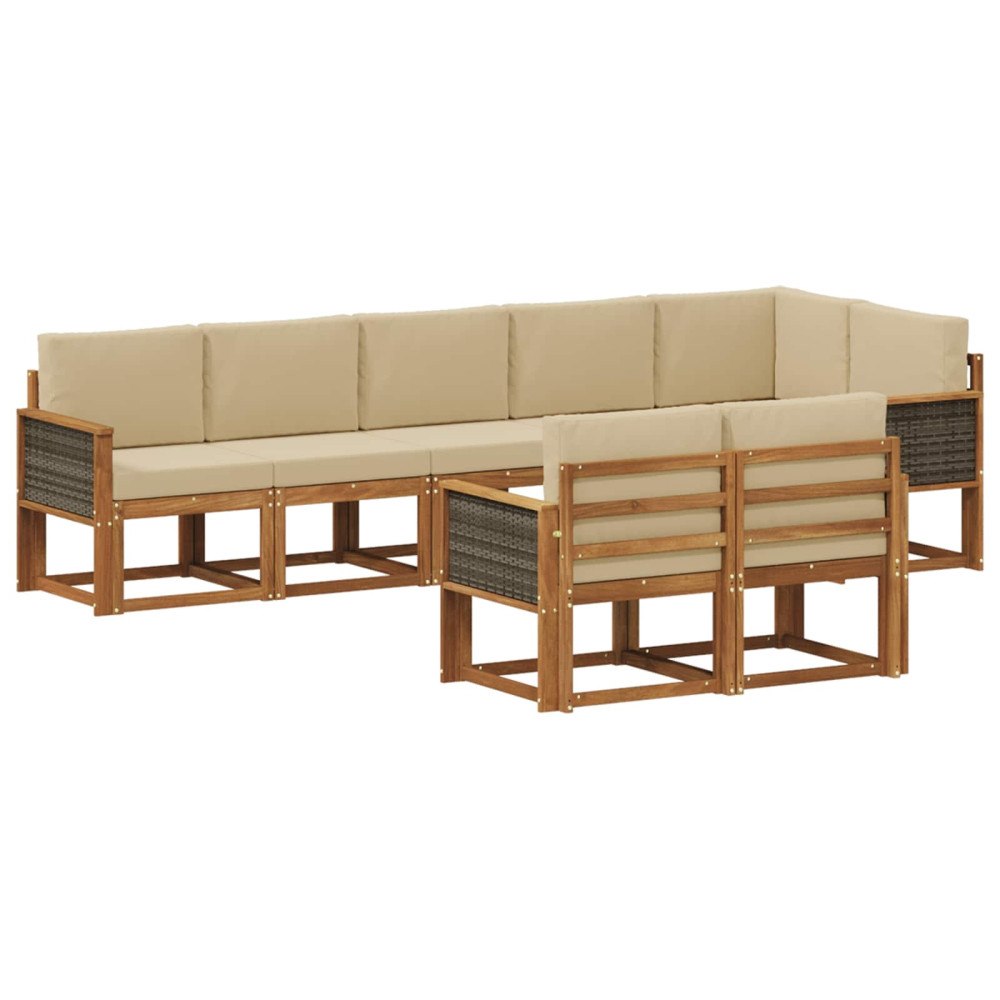 vidaXL Utomhussoffset 8 st Naturlig och Beige Polyester