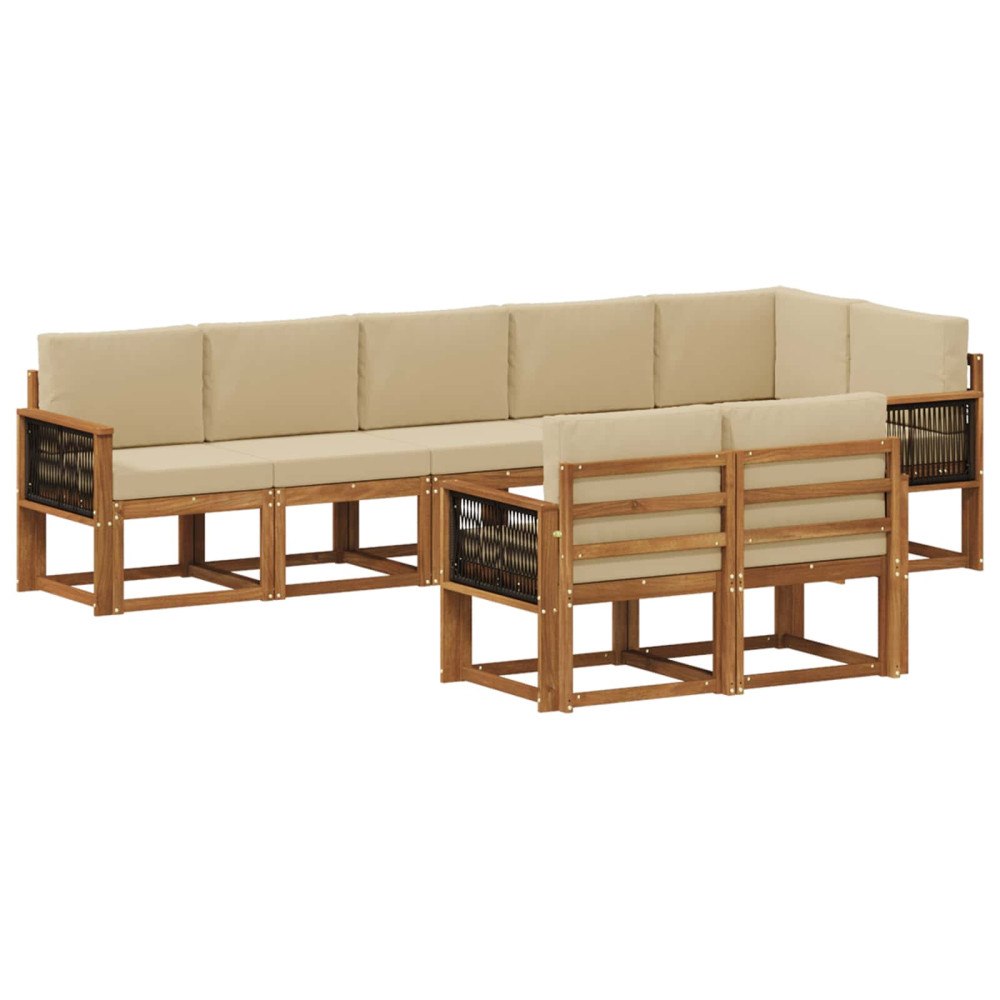 vidaXL Utomhussoffset 8 st Naturlig och Beige Polyester