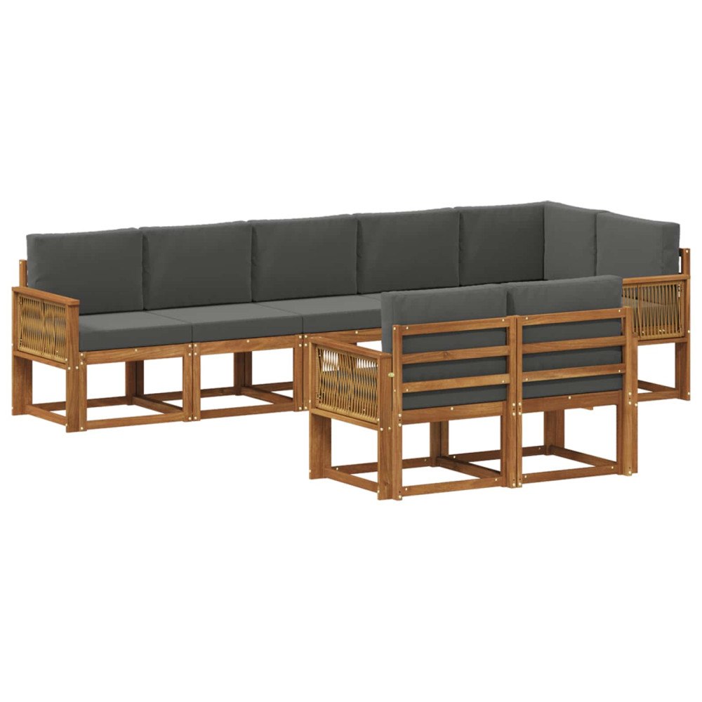 vidaXL Utomhussoffset 8 st Naturlig och Antracit Polyester