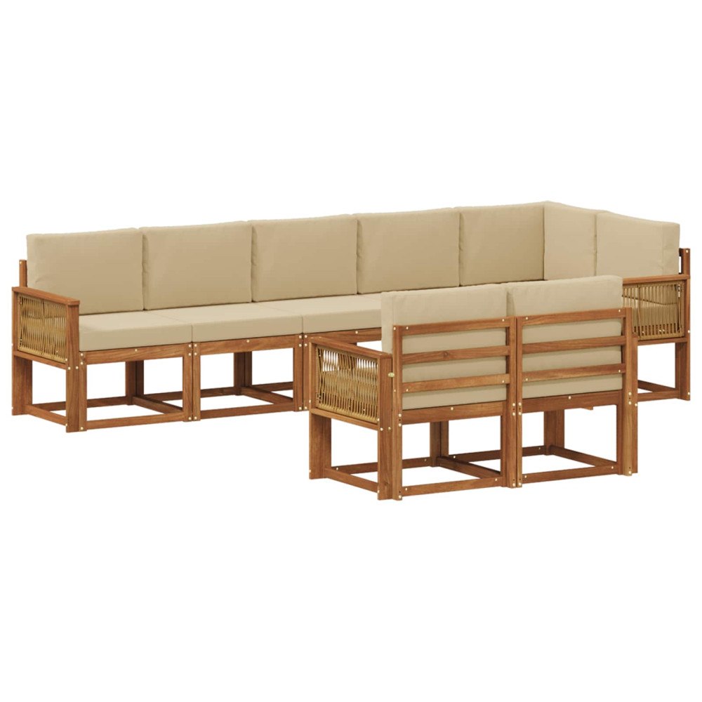 vidaXL Utomhussoffset 8 st Naturlig och Beige Polyester