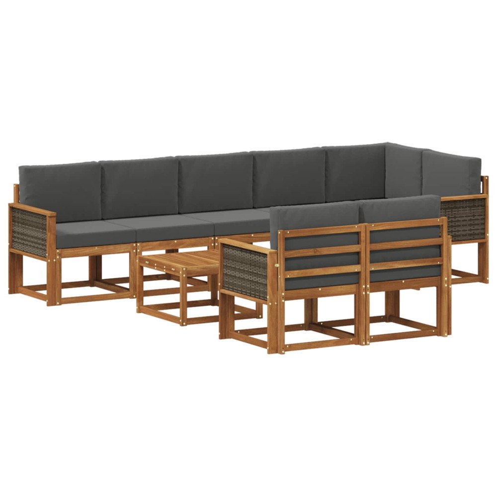 vidaXL Utomhussoffset 9 st Naturlig och Antracit Polyester