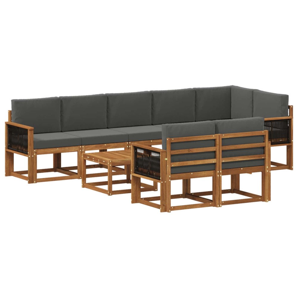 vidaXL Utomhussoffset 9 st Naturlig och Antracit Polyester