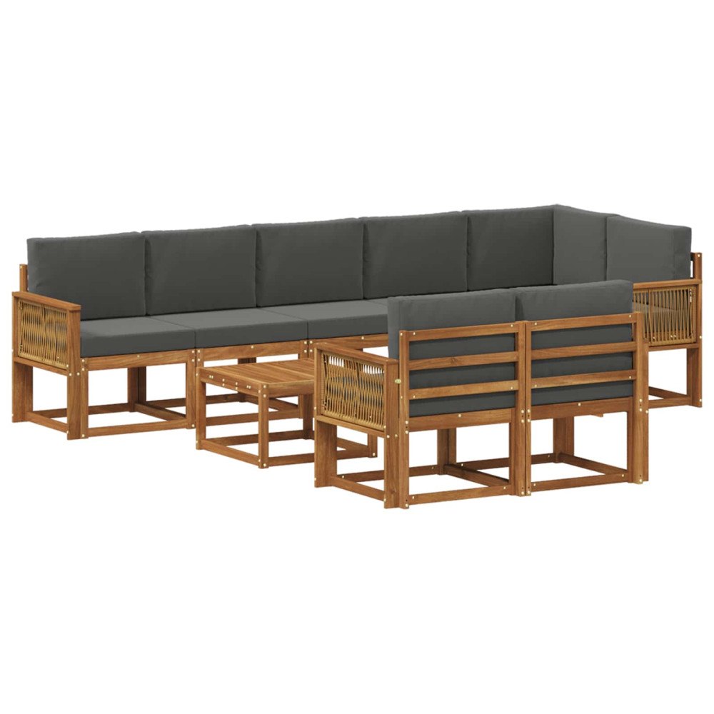 vidaXL Utomhussoffset 9 st Naturlig och Antracit Polyester