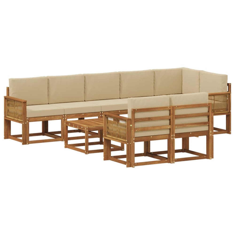 vidaXL Utomhussoffset 9 st Naturlig och Beige Polyester