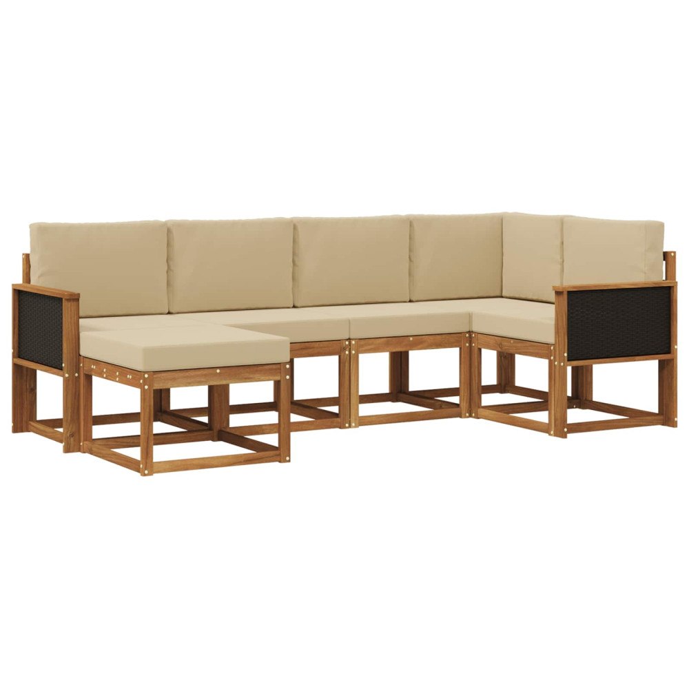 vidaXL Utomhussoffset 6 st Naturlig och Beige Massivt Akaciaträ