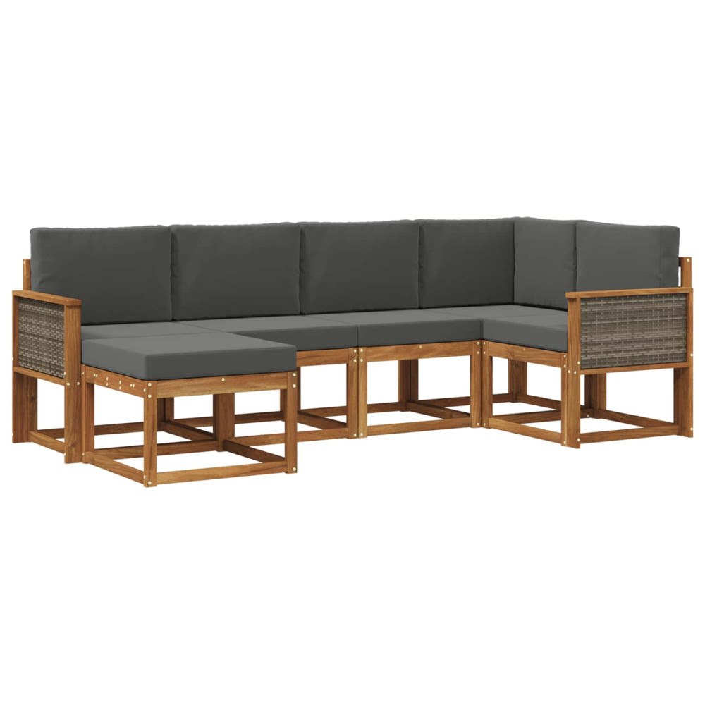 vidaXL Utomhussoffset 6 st Naturlig och Antracit Polyester