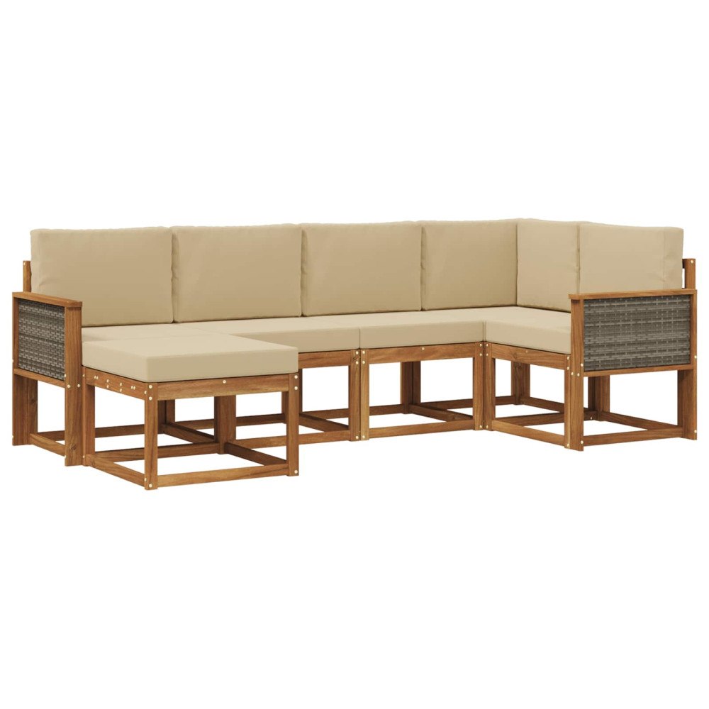 vidaXL Utomhussoffset 6 st Naturlig och Beige Polyester