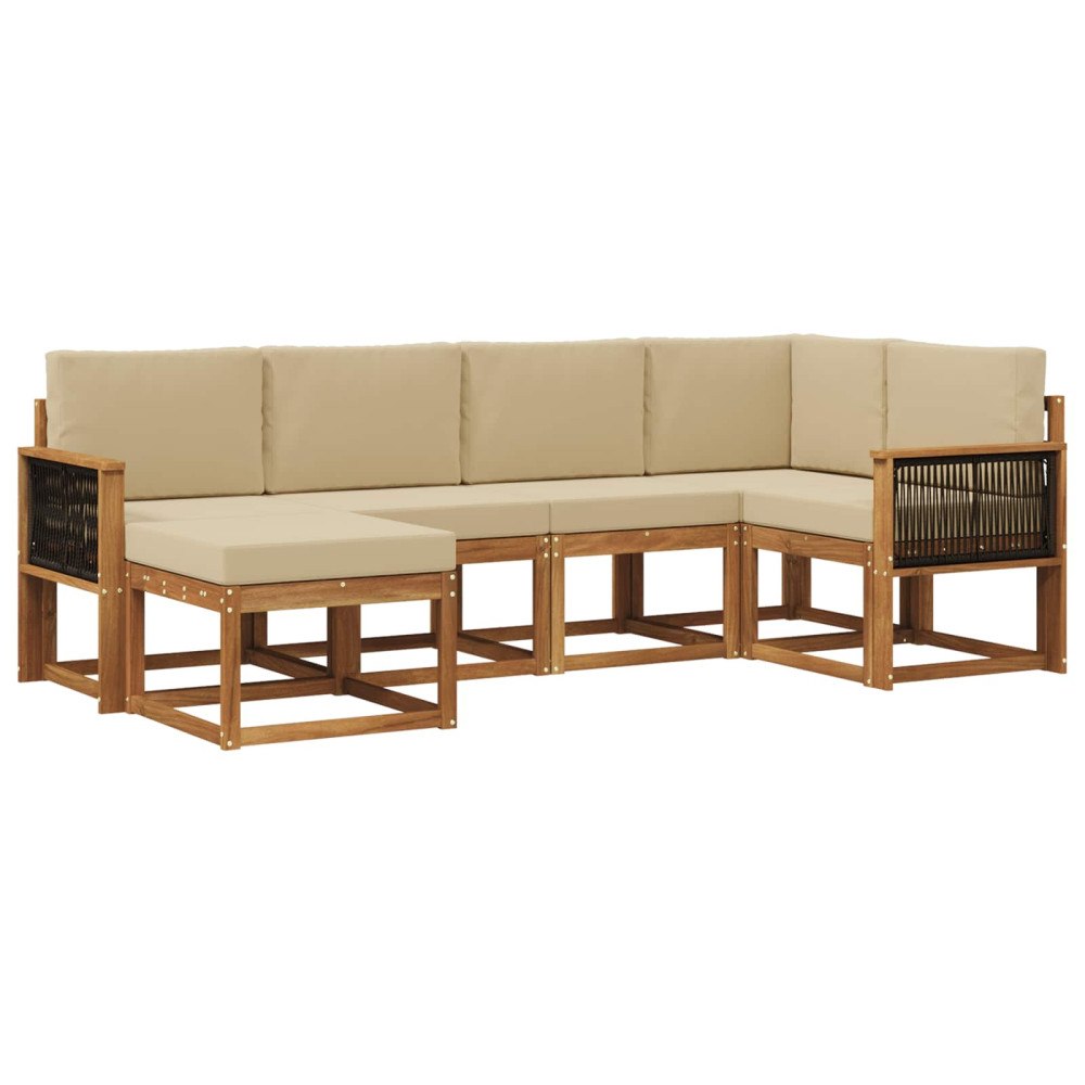 vidaXL Utomhussoffset 6 st Naturlig och Beige Massivt Akaciaträ