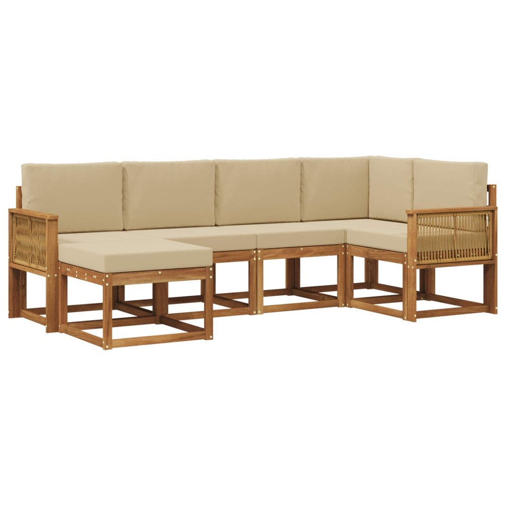 vidaXL Utomhussoffset 6 st Naturlig och Beige Polyester