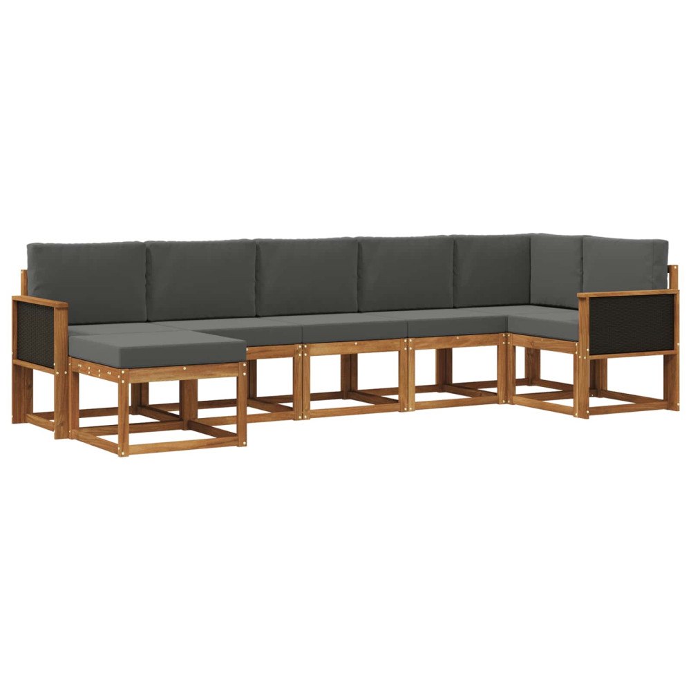 vidaXL Utomhussoffset 7 st Naturlig och Antracit Polyester