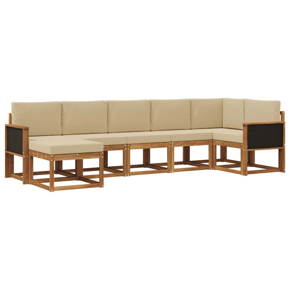 vidaXL Utomhussoffset 7 st Naturlig och Beige Polyester
