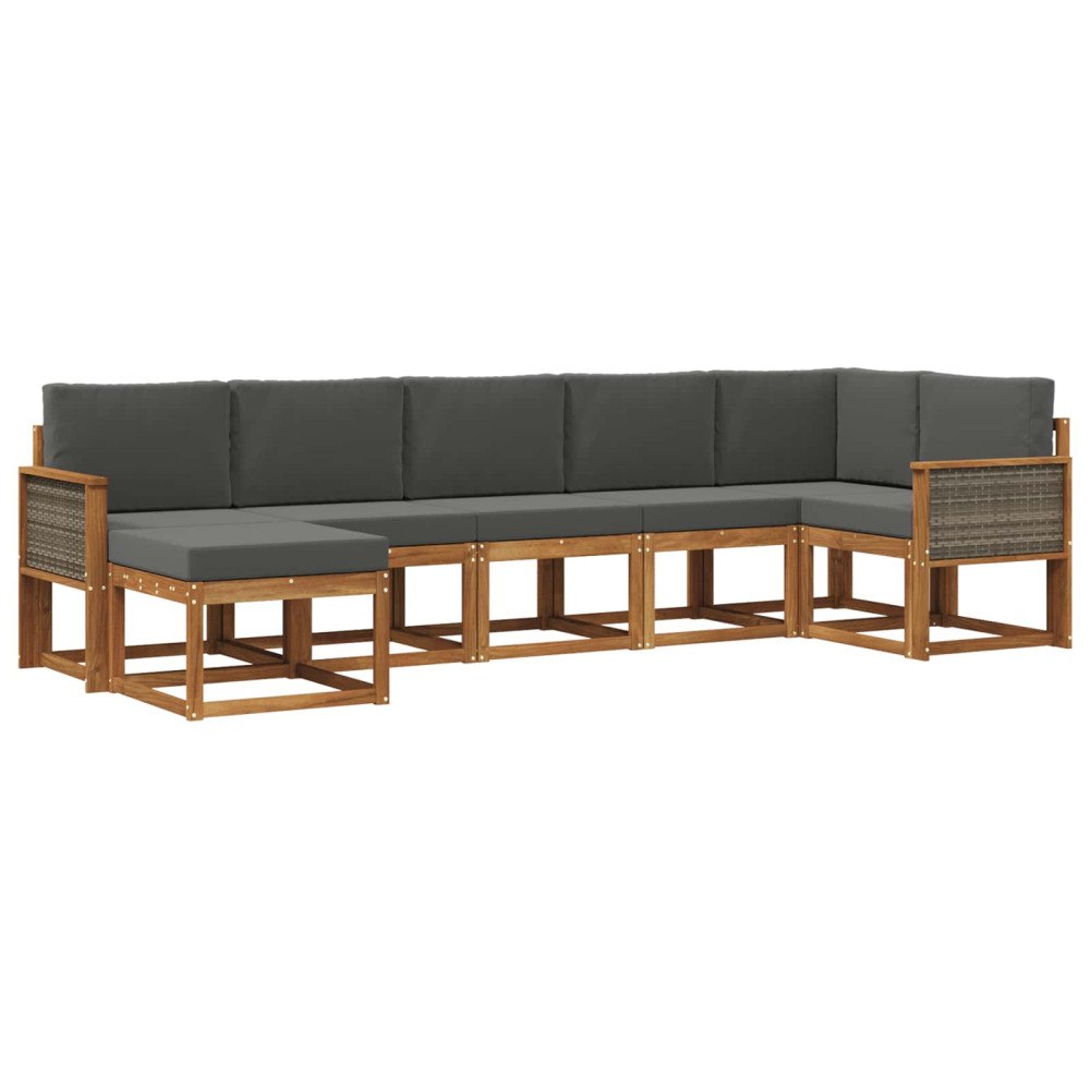 vidaXL Utomhussoffset 7 st Naturlig och Antracit Polyester