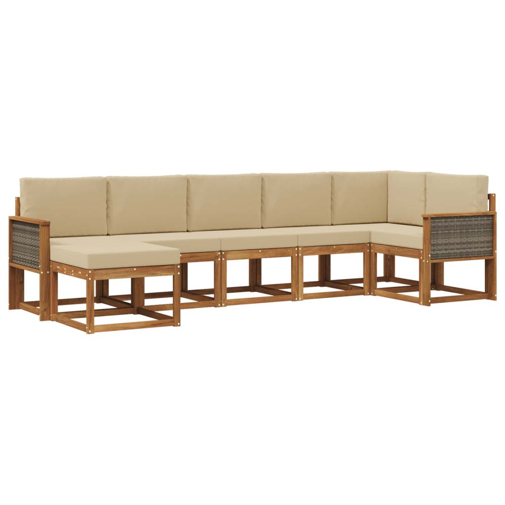 vidaXL Utomhussoffset 7 st Naturlig och Beige Polyester